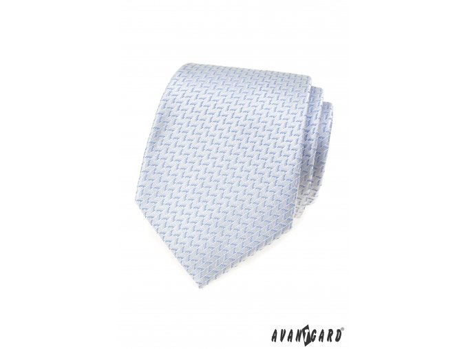 Velmi světle modrá luxusní pánská kravata s klikatým vzorem