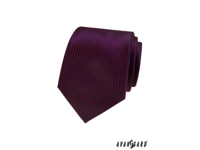 Vínová luxusní pánská kravata s modrým podkladem