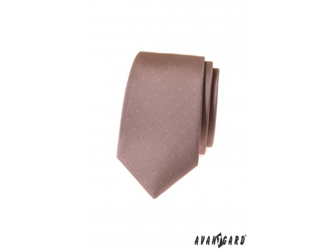 "Nude" pudrová luxusní pánská slim kravata s jemnými tečkami