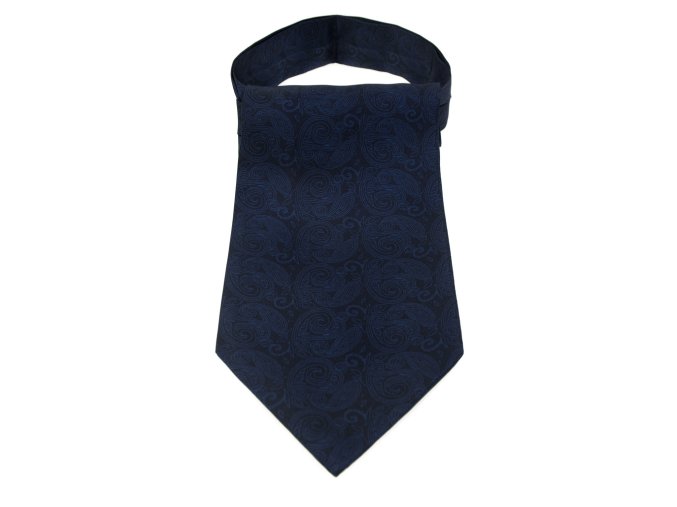 Tmavě modrý hedvábný pánský askot s nenápadným vzorem