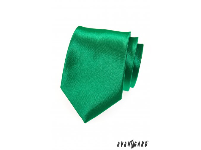 Středně zelená jemně lesklá jednobarevná kravata _