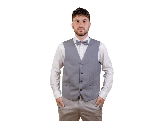 Set vesta a motýlek 662-66222 Šedá (Velikost 56)