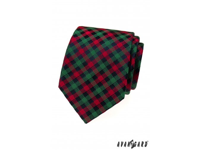 Červeno-zelená luxusní pánská kravata se vzorem