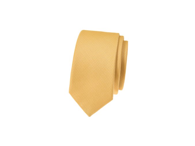 Světle žlutá luxusní SLIM kravata se vzorovanou strukturou