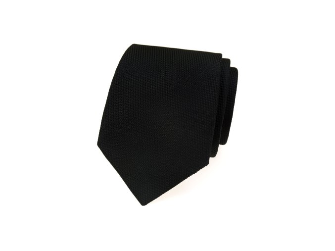 Černá luxusní pánská kravata s vroubkovanou strukturou