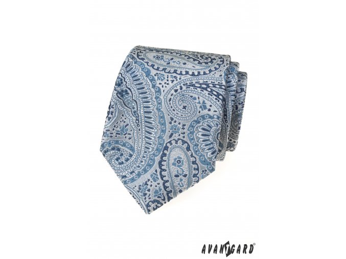 Modro-šedá luxusní pánská kravata se vzorem