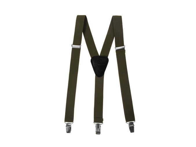 Chlapecké šle Y s koženým středem a zapínáním na klipy - 25 mm 862-4823 Khaki, černá kůže (Velikost výška postavy 90 - 110 cm)