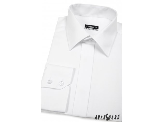 Bílá pánská košile s krytou légou 562-1
