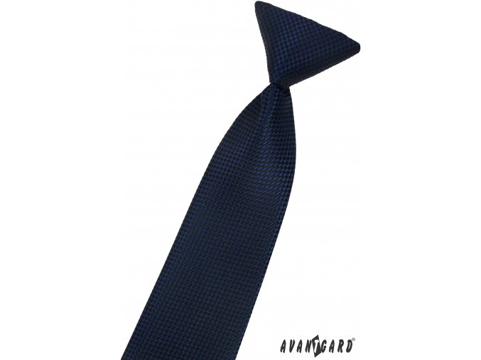 Tmavě modrá dětská kravata na gumičku s drobným vzorkem