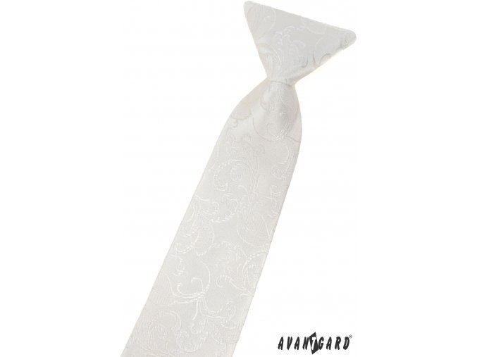 Smetanová dětská kravata na gumičku se vzorem