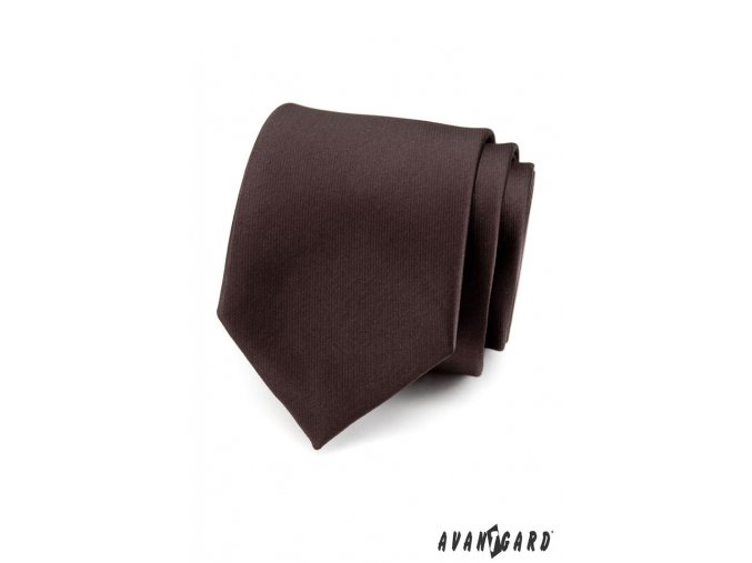 Tmavě hnědá luxusní jednobarevná kravata _