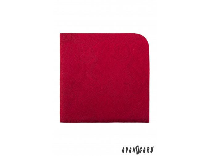 Rudě červený luxusní kapesníček do saka se vzorem stejné barvy