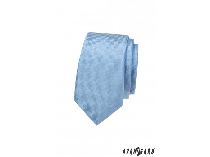 Světle modrá pánská slim kravata se vzorovanou strukturou