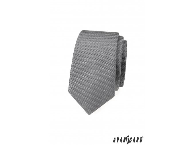 Světle šedá luxusní pánská slim kravata se vzorovanou strukturou