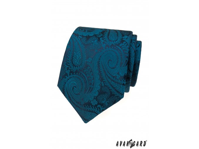Tyrkysová luxusní pánská kravata se vzorem Parsley