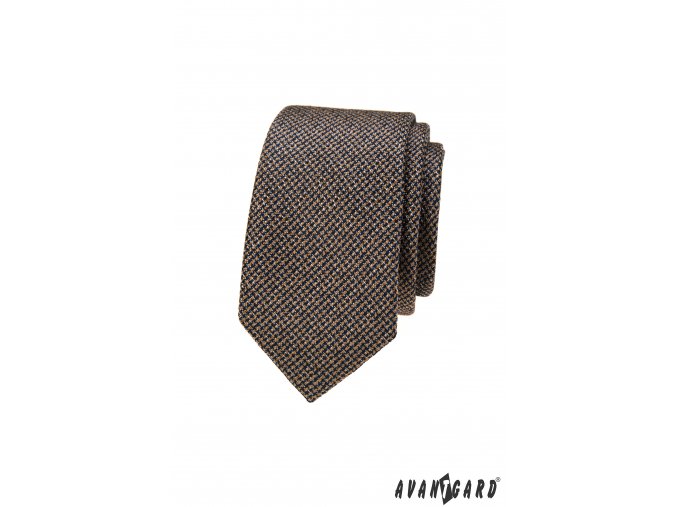 Béžovo-modrá luxusní pánská slim kravata