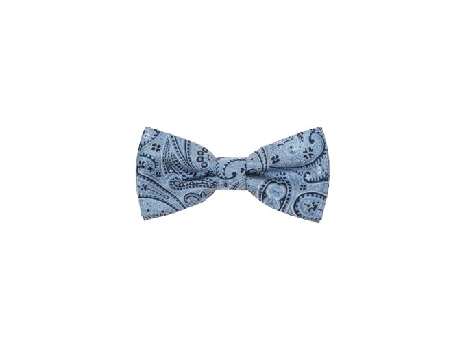 Světle modrý pánský motýlek (vzor Paisley) + kapesníček do saka