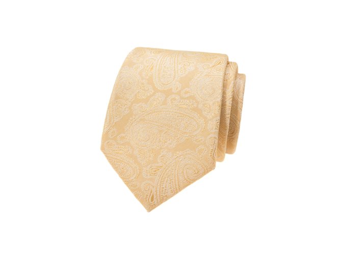 Žlutá luxusní pánská kravata se vzorem Paisley