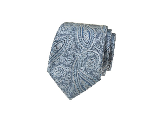 Světle modrá luxusní pánská kravata se vzorem Paisley