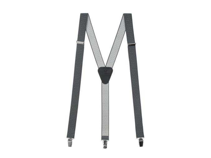 Světle šedé úzké pánské kšandy s černým středem