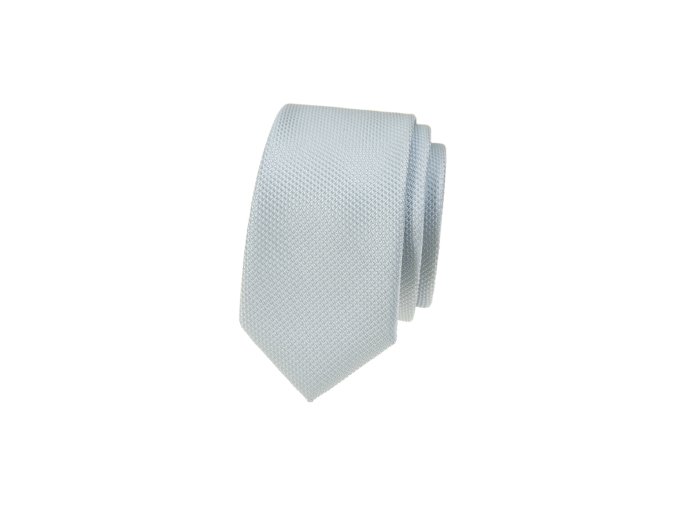 Velmi světle modrá luxusní pánská slim kravata s vroubkovanou strukturou