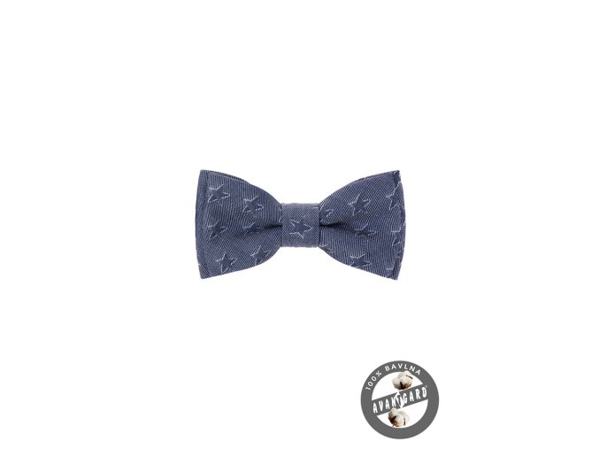 Tmavě modrý chlapecký MINI motýlek se vzorem hvězdy