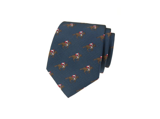 Modrá luxusní pánská kravata – Dostihy