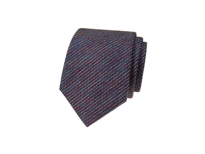 Modrá luxusní pánská kravata s červeným vzorkem