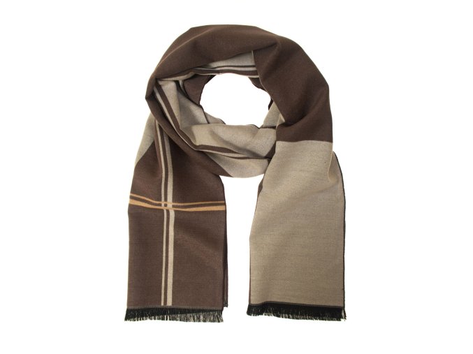 Hnědá pánská šála s béžovými detaily