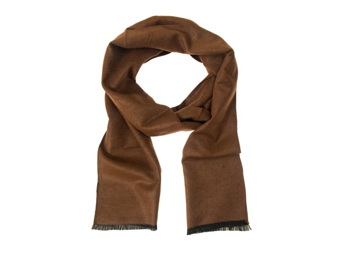 Skořicově hnědá pánská šála se střapci