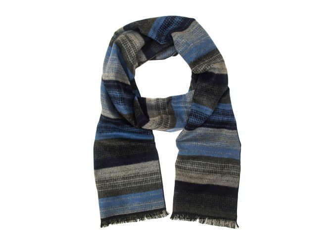 Šedá pánská šála se světle modrým vzorem