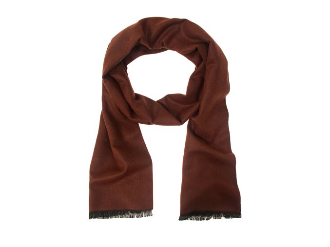 Skořicově hnědá pánská šála s třásněmi
