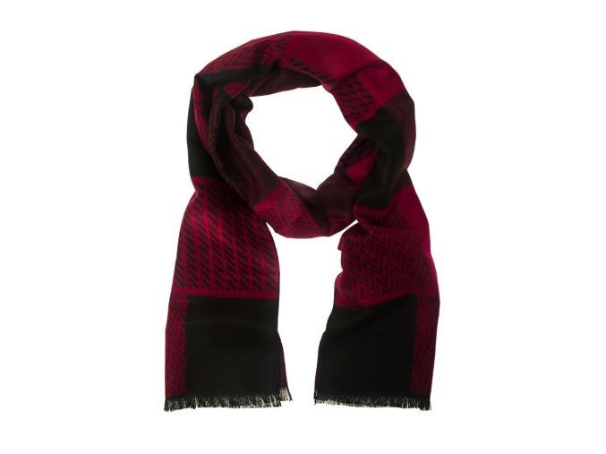 Sytě vínová pánská šála s modrým vzorem