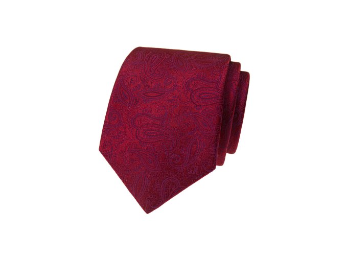 Sytě červená luxusní pánská kravata se vzorem Paisley