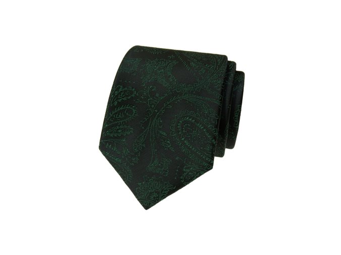 Sytě tmavě zelená luxusní pánská kravata se vzorem Paisley