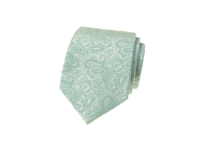 Šalvějově zelená luxusní pánská kravata se vzorem Paisley