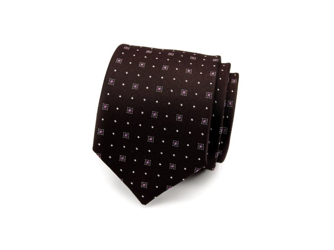 Černá kravata s puntíky a čtverci_