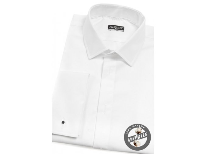 Pánská smokingová košile SLIM - krytá léga, MK 105-01 Bílá (Barva Bílá, Velikost 43/182, Materiál 100% bavlna)