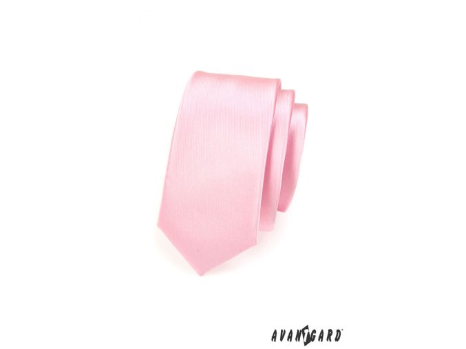 Světle růžová SLIM jednobarevná kravata_