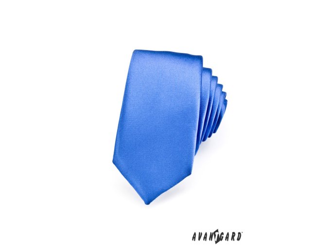 Světle modrá lesklá slim kravata