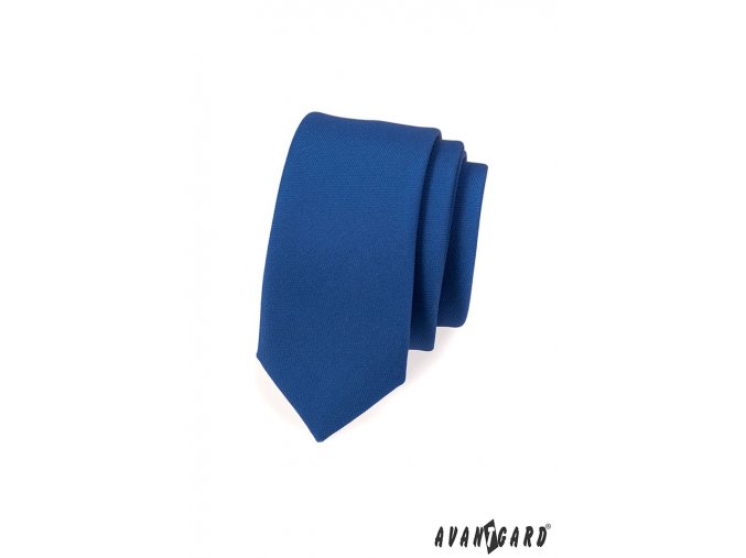 Modrá slim kravata bez vzoru