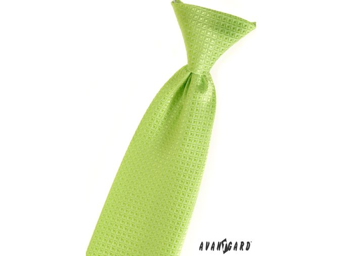 Zelená chlapecká kravata s kostkovaným vzorem_