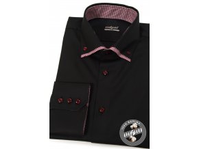 Černá pánská slim fit košile, dl. rukáv, 130-2313