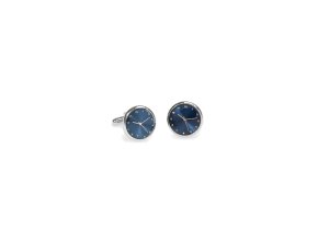 Stříbrné manžetové knoflíčky s tmavě modrými hodinami (17 mm)