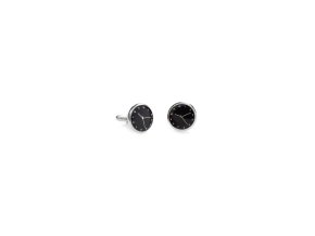 Stříbrné manžetové knoflíčky s černými hodinami (17 mm)