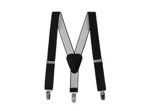 Chlapecké šle Y s koženým středem a zapínáním na klipy - 25 mm 862-2301 Černá s bílým puntíkem (Velikost výška postavy 110 - 130 cm)