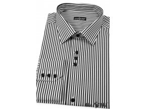 Černo-bílá pánská SLIM FIT košile, dl. rukáv, 125-0165