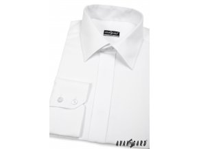 Pánská bílá košile SLIM FIT krytá léga (162-1)