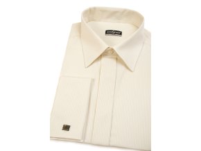 Pánská košile SLIM s krytou légou a dvojitými manžetami na manžetové knoflíčky 514-1103 Smetanová (Velikost 43/194)