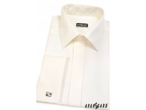 Pánská smetanová košile SLIM FIT, krytá léga, na manžetové knoflíčky 160-2
